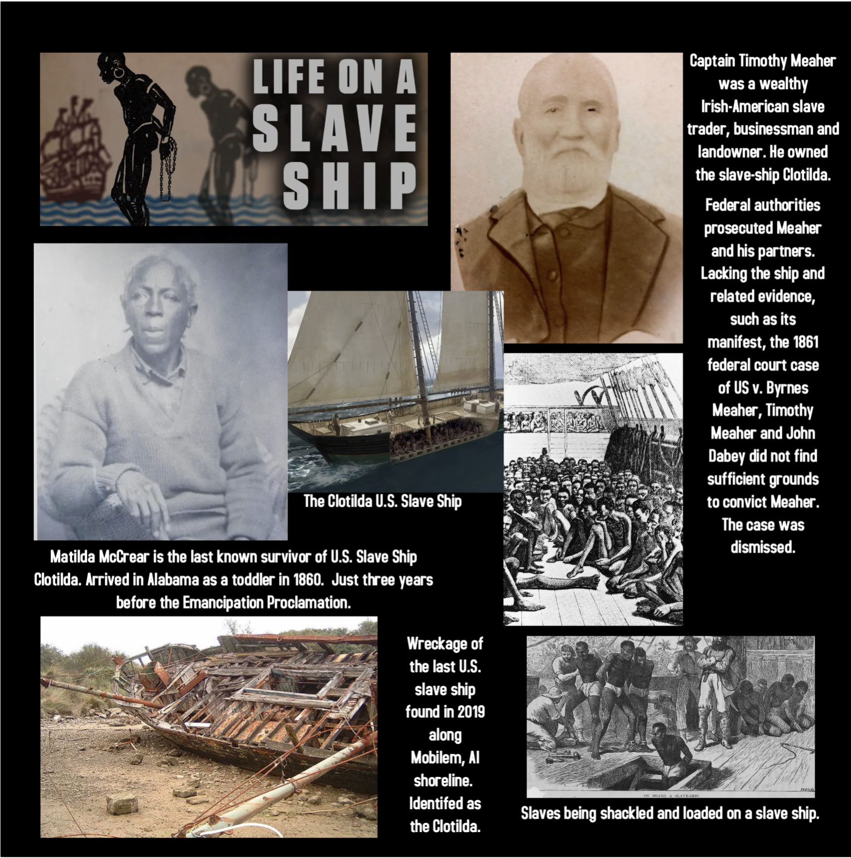 Exhibit storyboard on life aboard the slave ship Clotilda