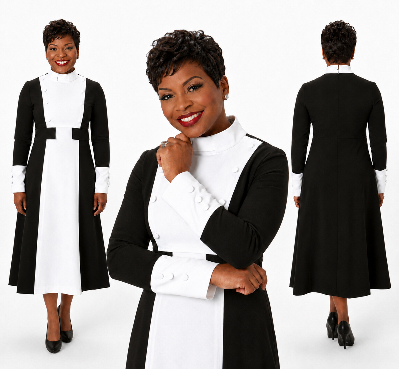 Kashonna — black and white clergy dress by Craig Coates Couture